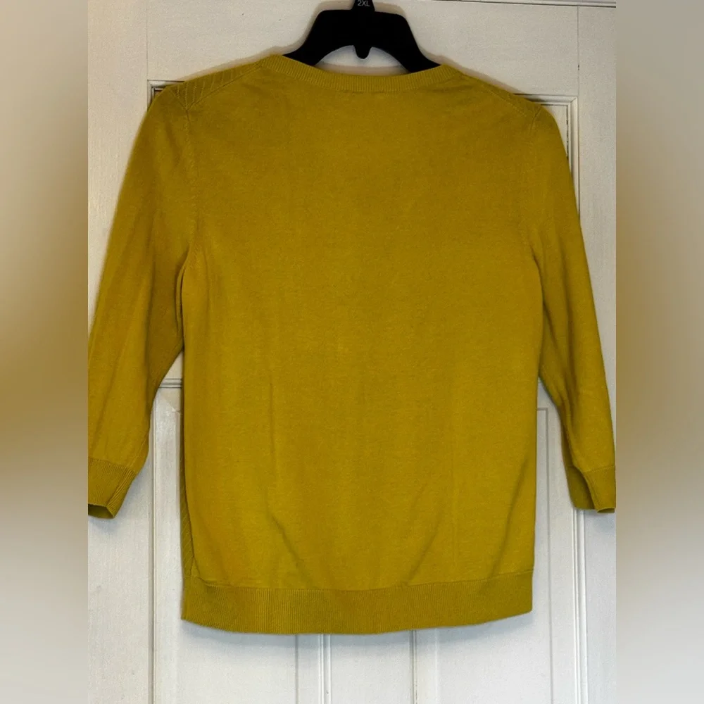 Talbots Mustard Yellow Button-Front Cardigan - Picture 2 of 7